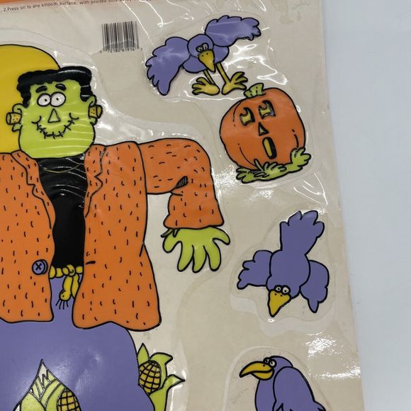 VTG Classic Clings Halloween Window Decorations Frankenstein Jack O Lantern 1989 - Picture 8 of 11